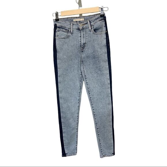 LEVI’S Women’s 721 High Rise Skinny Side Stripe Denim Jeans Blue Size 25 - Picture 1 of 13
